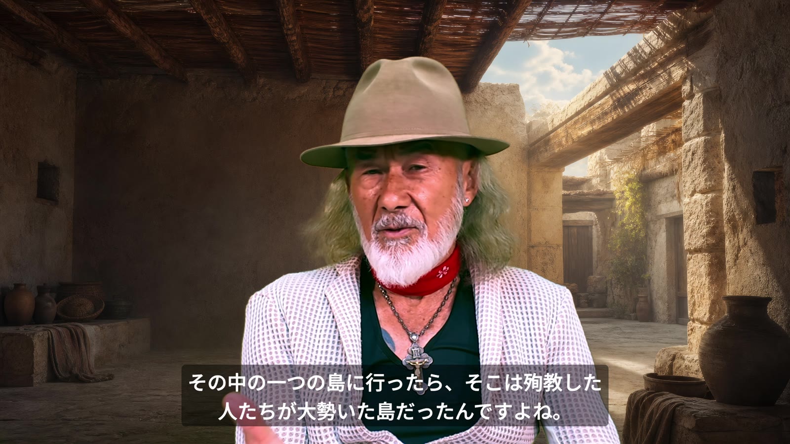 五島列島の殉教者たちについて語るアーサー・ホーランド
