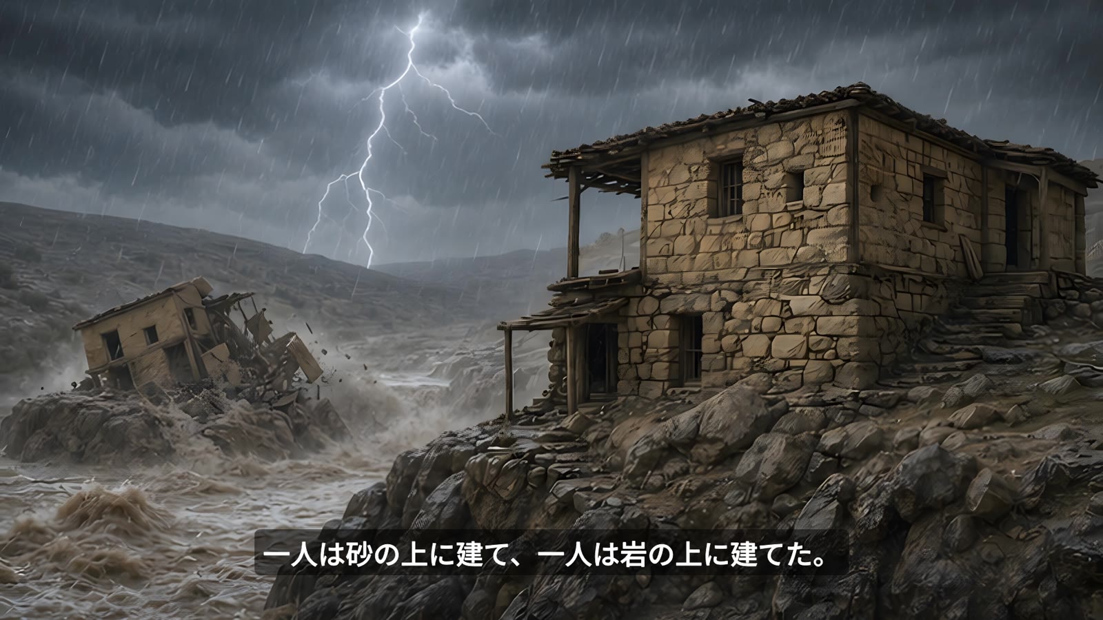 砂の上の家と岩の上の家のたとえのイメージ