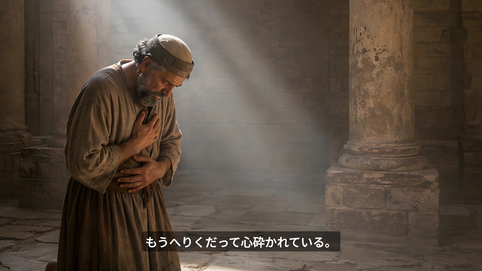 胸に手を当てて祈る取税人の挿絵
